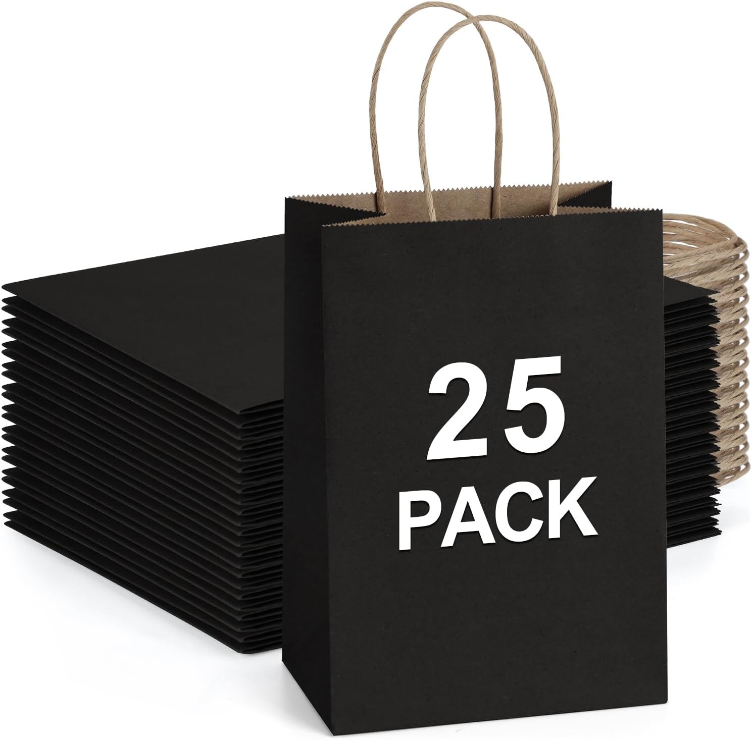Bags with Handles 5.25x3x8 Inch Small Black 25 Pack