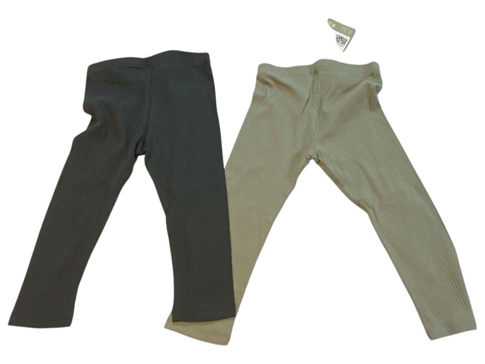 H&M 2-Pack Toddler Ribbed Leggings Set 2T  Dark Grey Light Olive Cotton Blend