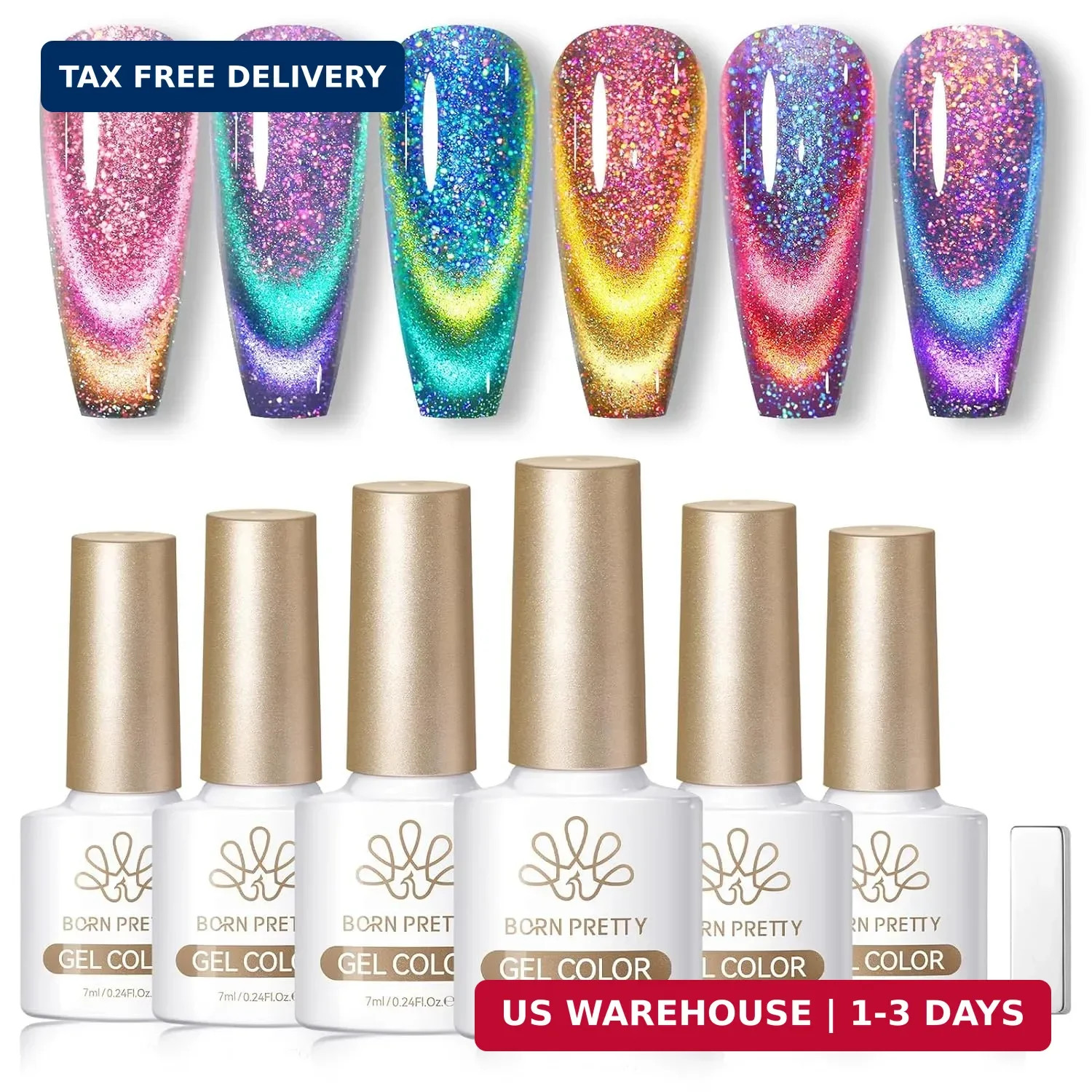 Born Pretty Cat Magnetic Gel Nail Polish 9D Chameleon Holorgraphic Glitter