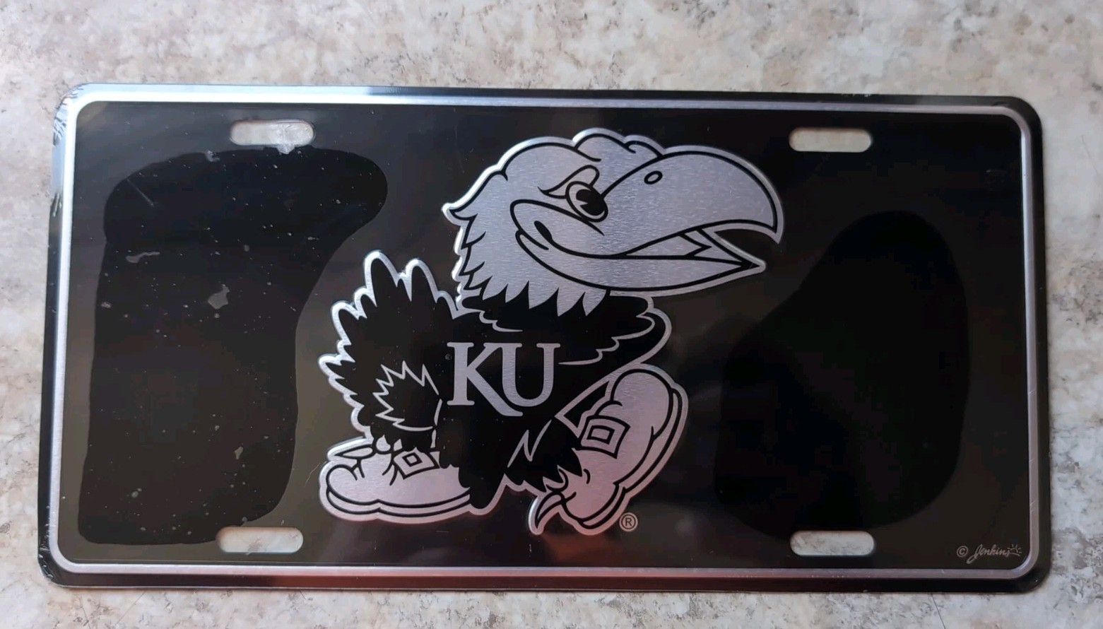 KU UNIVERSITY OF KANSAS New Black Jayhawks Pewter Color GameDay License Plate KU UNIVERSITY OF KANSAS New Black Jayhawks Pewter Color GameDay License Plate