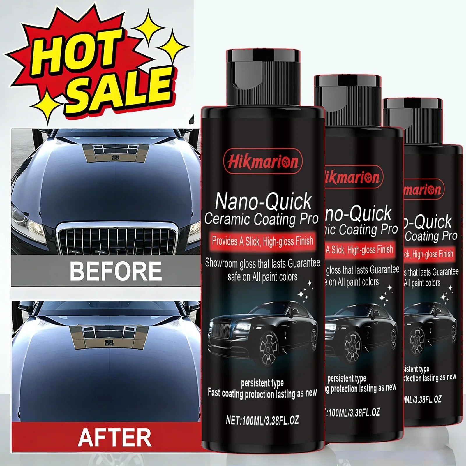 2PCS Nano-Quick Ceramic Coating Pro, Revolutionary Nano Spray for Car Detailing,