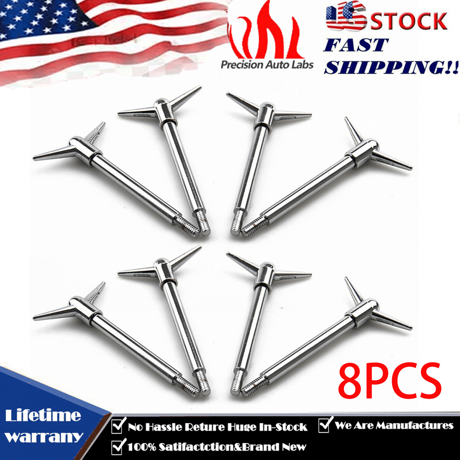 8pcs Valve Cover T-Bar Wing Bolts 1/4-20 Hold Down Length 5\
