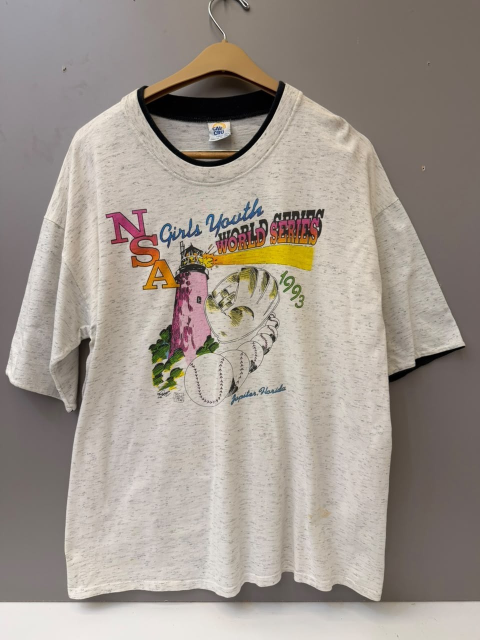Vintage 1993 N.S.A. Girls Youth World Series Softball T-Shirt CAL CRU XL USA