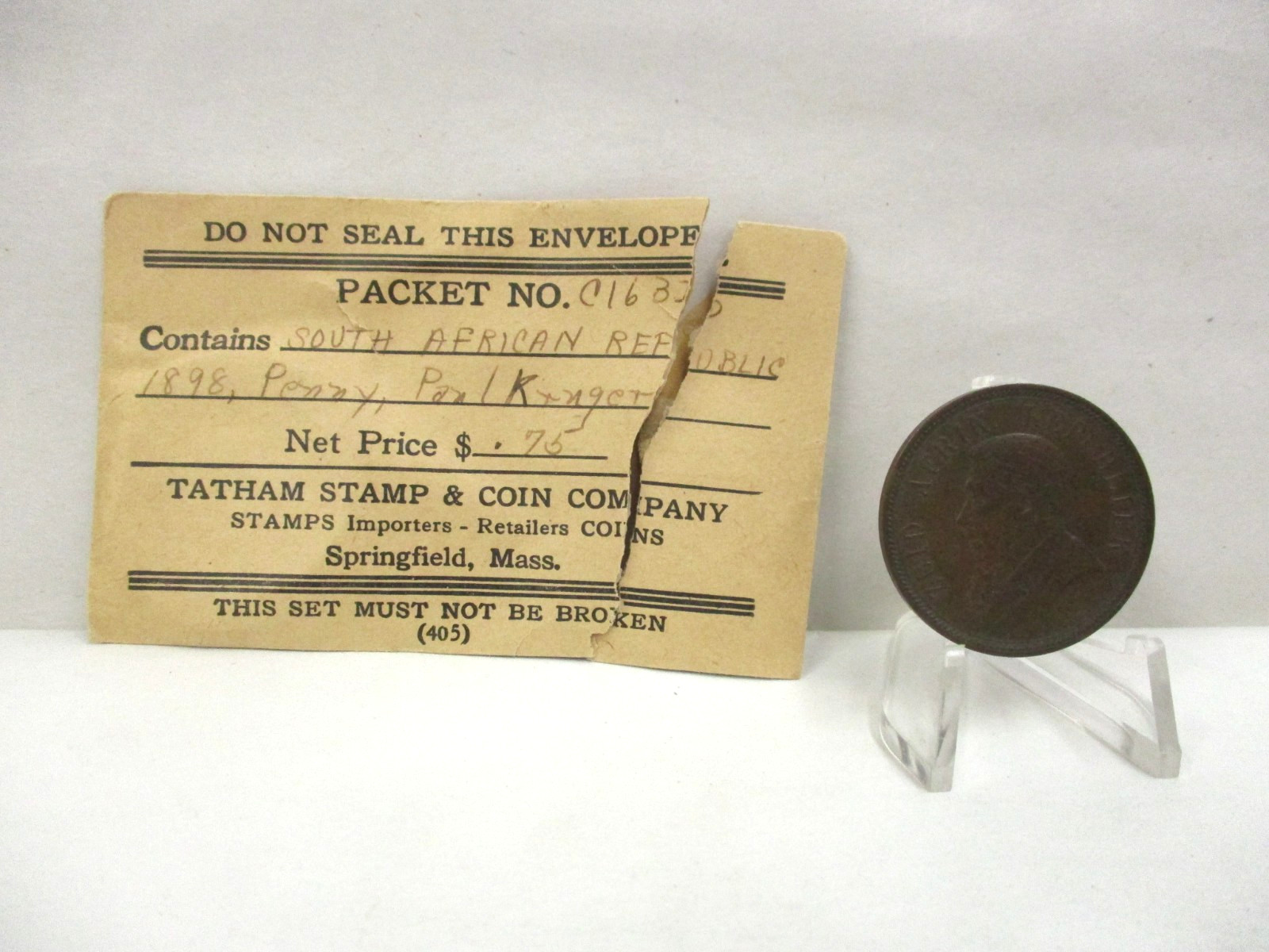 Tatham Stamp & Coin Co (1949/50) South Africa 1898 Penny