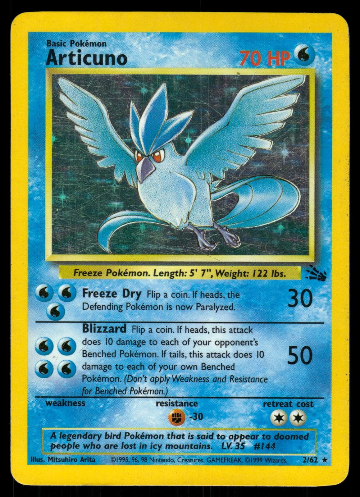 Articuno 2/62 Unlimited Holo Rare Fossil Pokemon MP