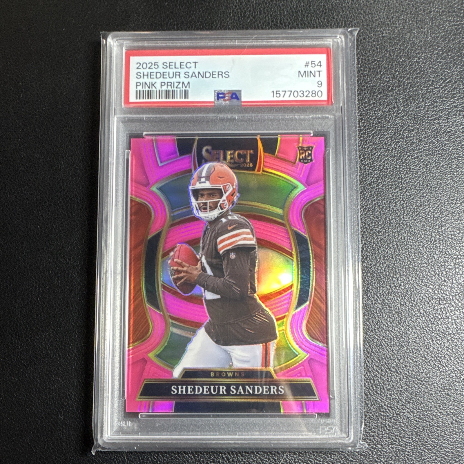2025 Panini Select Shedeur Sanders Browns Concourse /10 Pink Prizm PSA 9