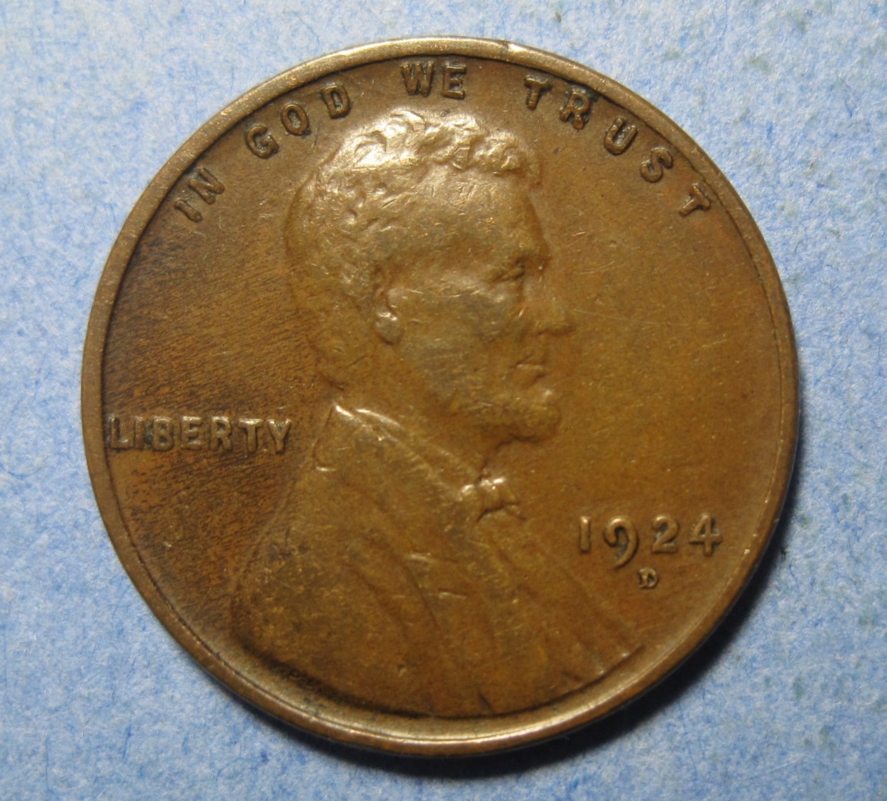 1924-D Lincoln Cent (low mintage date) – Original & Nice (ANACS VF 30) 