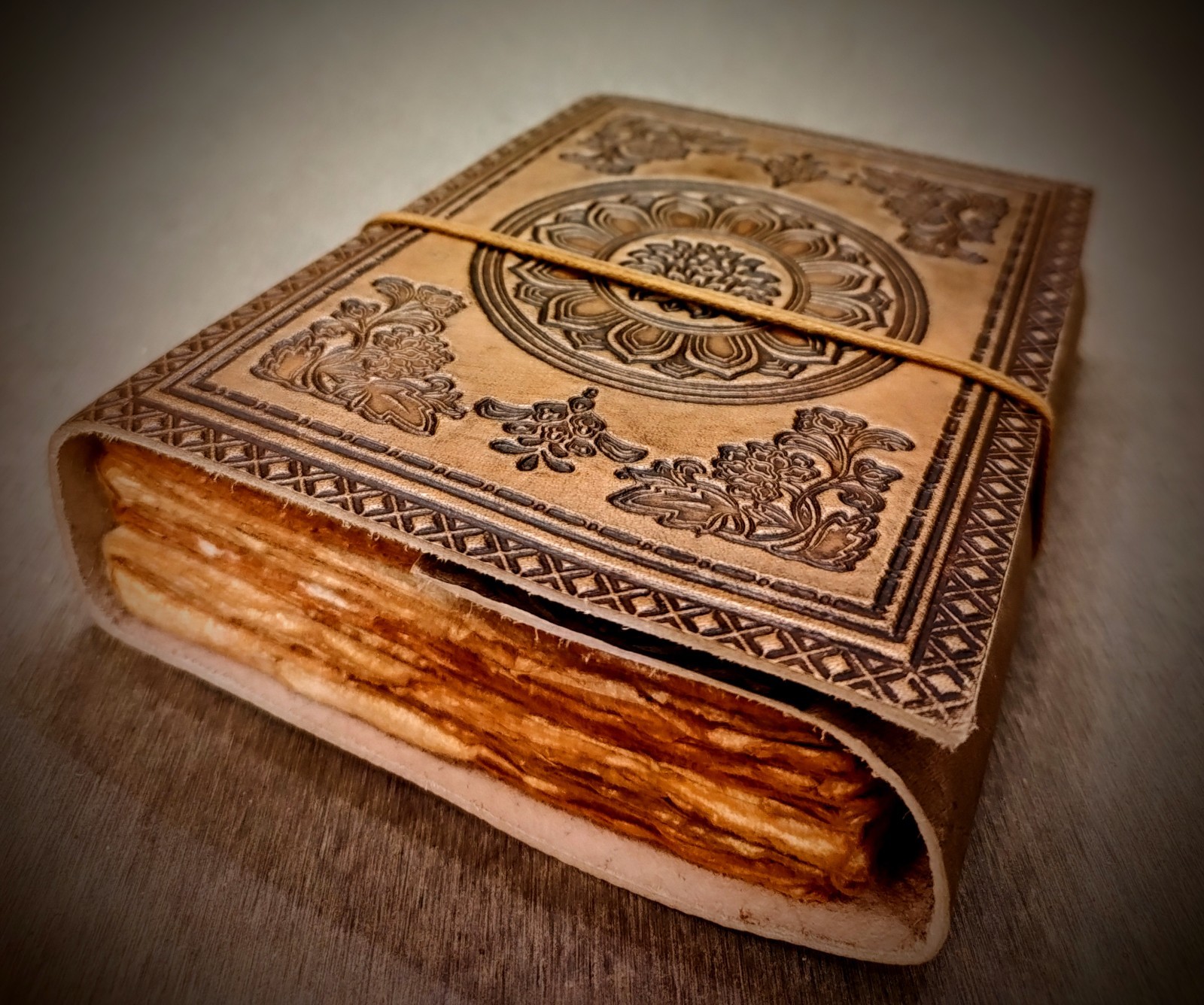 Handmade Chakra Embossed Leather Bound Unlined 200 Page Refillable Journal