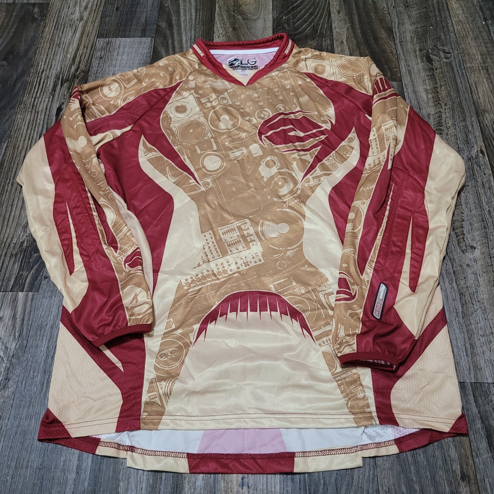 Answer Racing Jersey Men\'s Large Long Sleeve MX Moto Red And Gold Music DJ Answer Racing Jersey Men\'s Large Long Sleeve MX Moto Red And Gold Music DJ