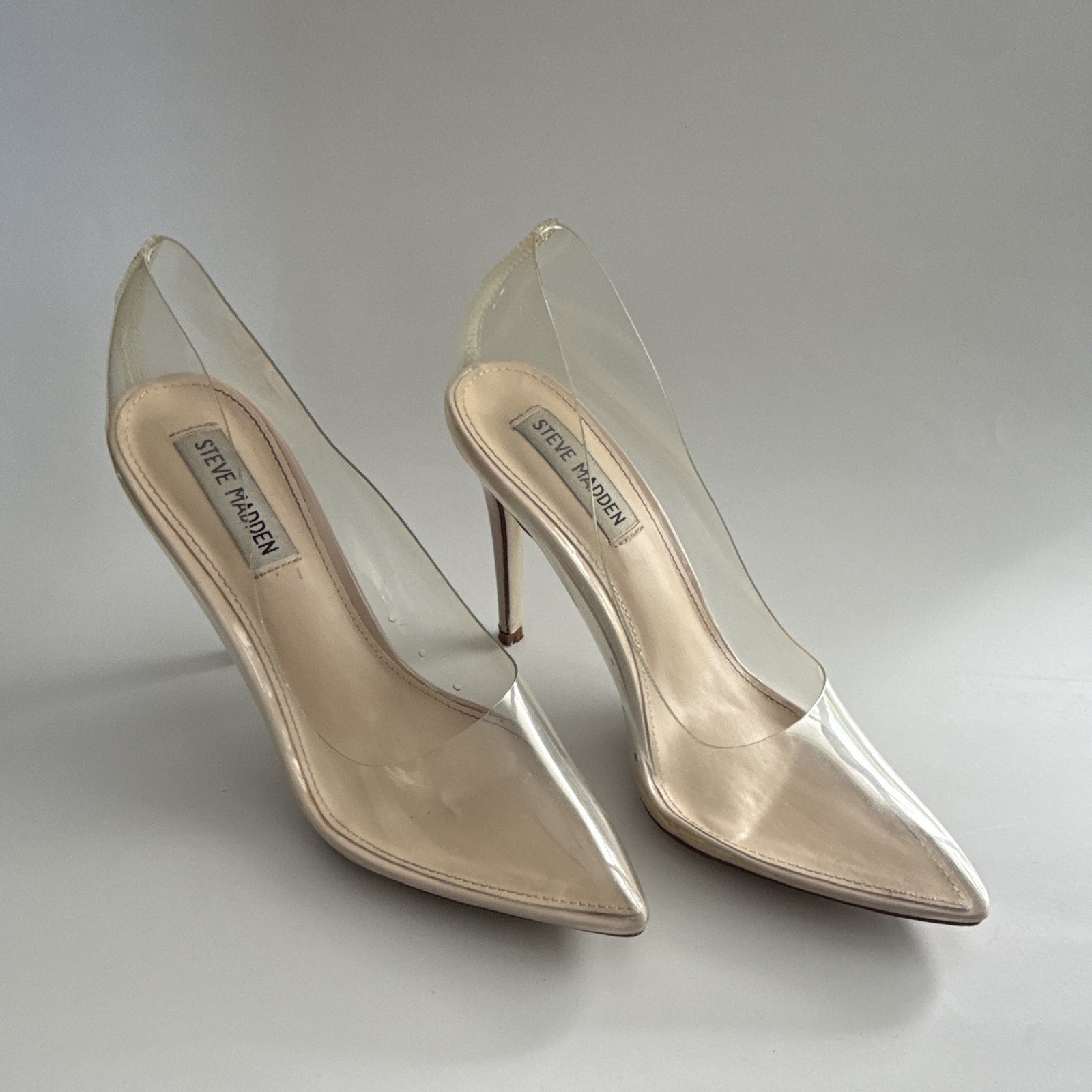 Steve Madden Clear Patent Pointed Toe Stiletto Slip-On Pumps Women’s 8