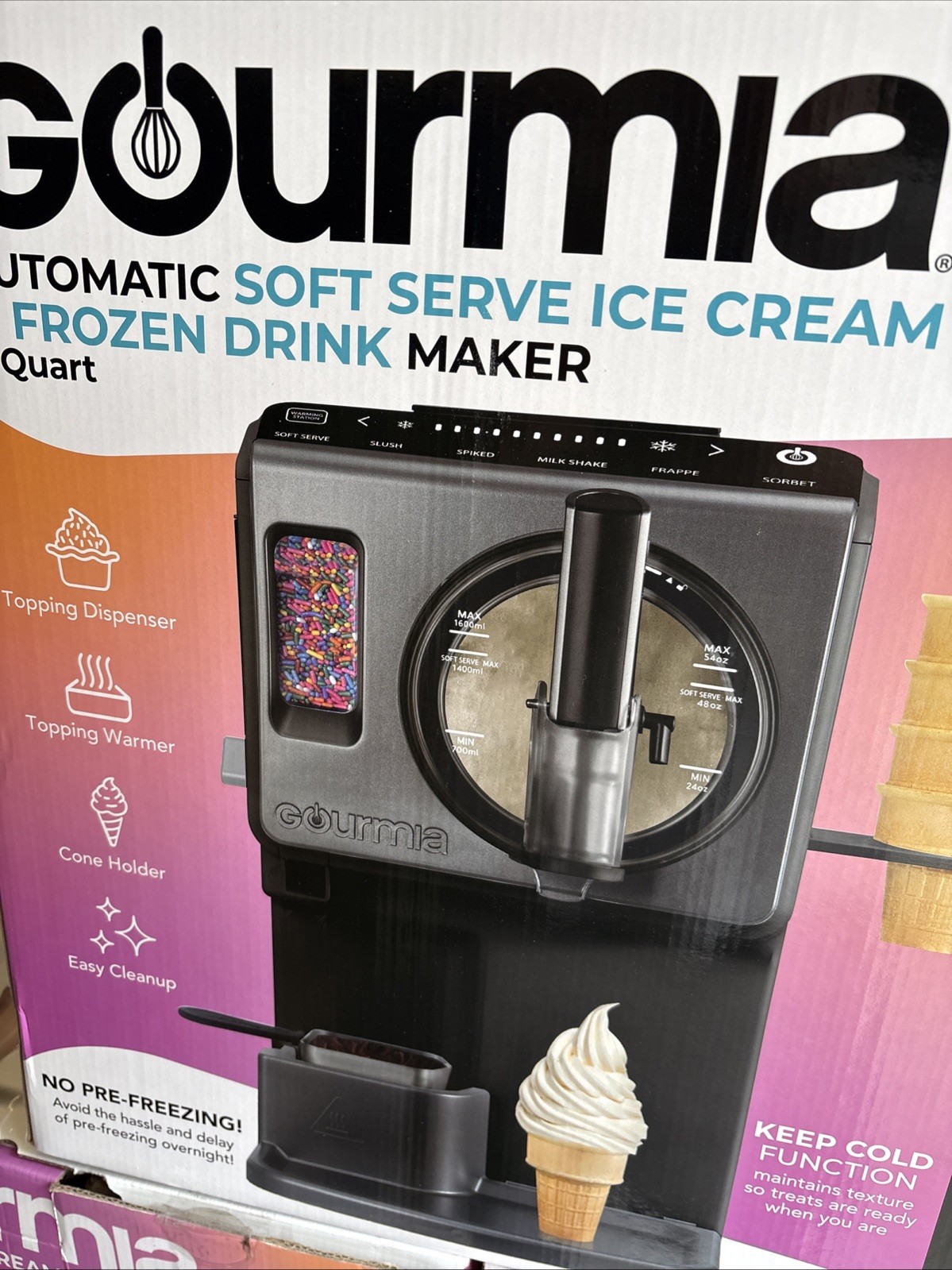 Gourmia 2 Quart Automatic Soft Serve Ice Cream and Frozen Drink Maker Used