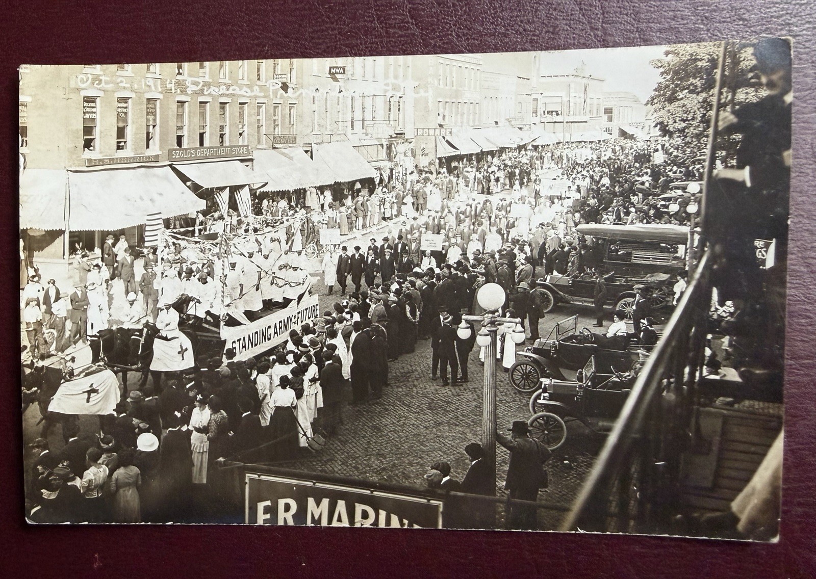 Vintage 1914 Postcard Valparaiso IN Parade STANDING ARMY