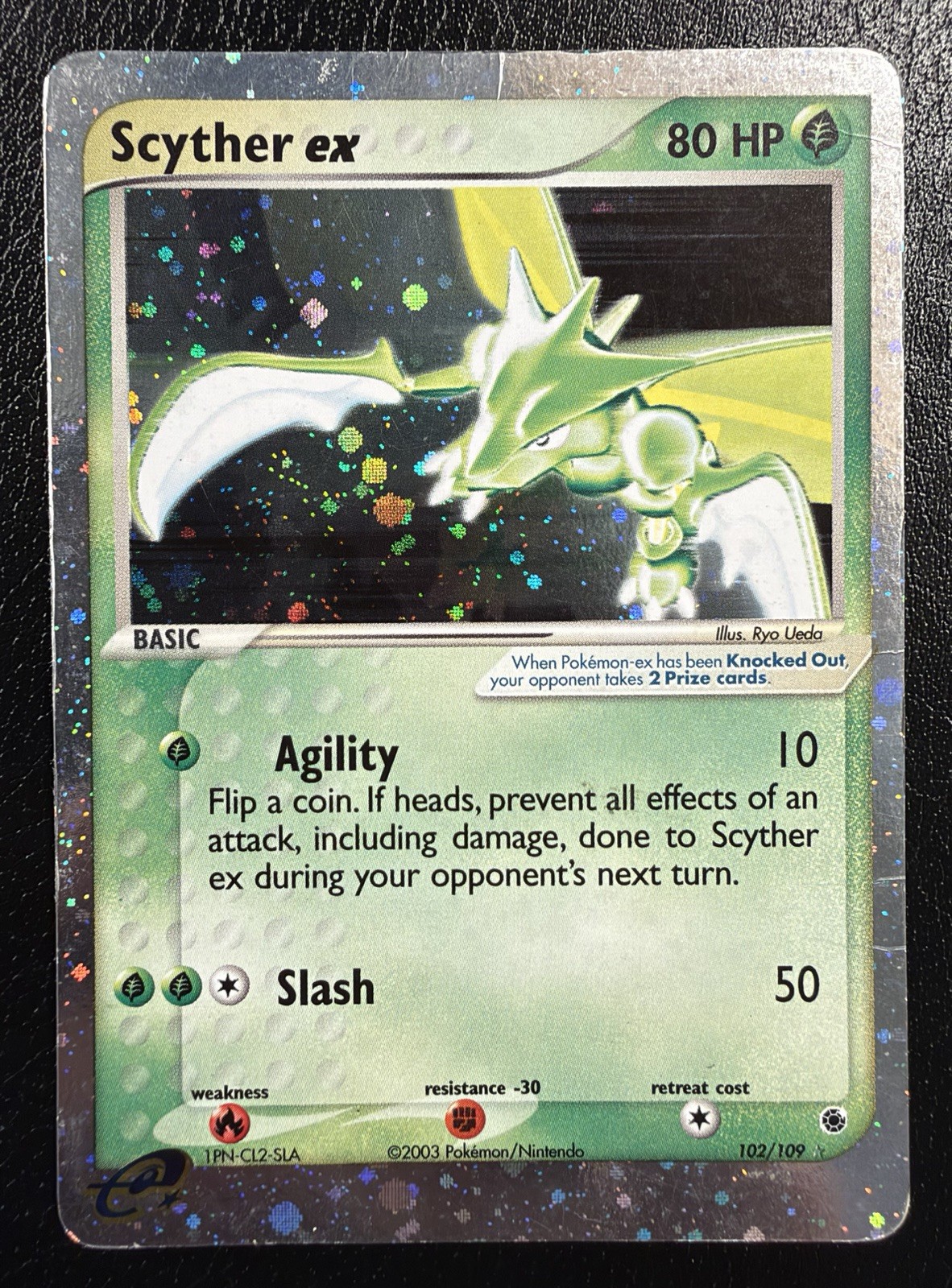 Scyther ex 102/109 EX Rare Ruby & Sapphire Holo HP/DMG