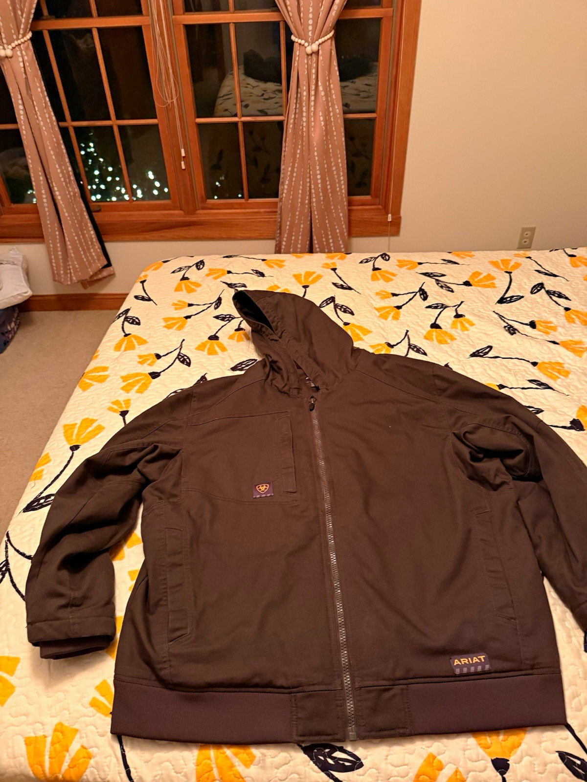 Ariat Rebar Men’s Brown Hooded Full Zip Lined Jacket 2XL Regular Fit