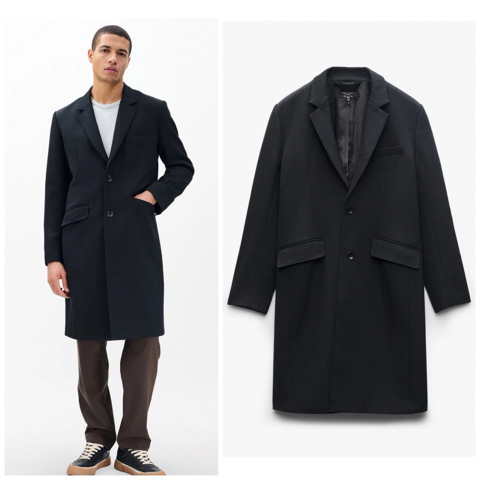 NWT Rag & Bone $1,198 Beckett Italian Wool Tuxedo Coat In Black Size: Medium