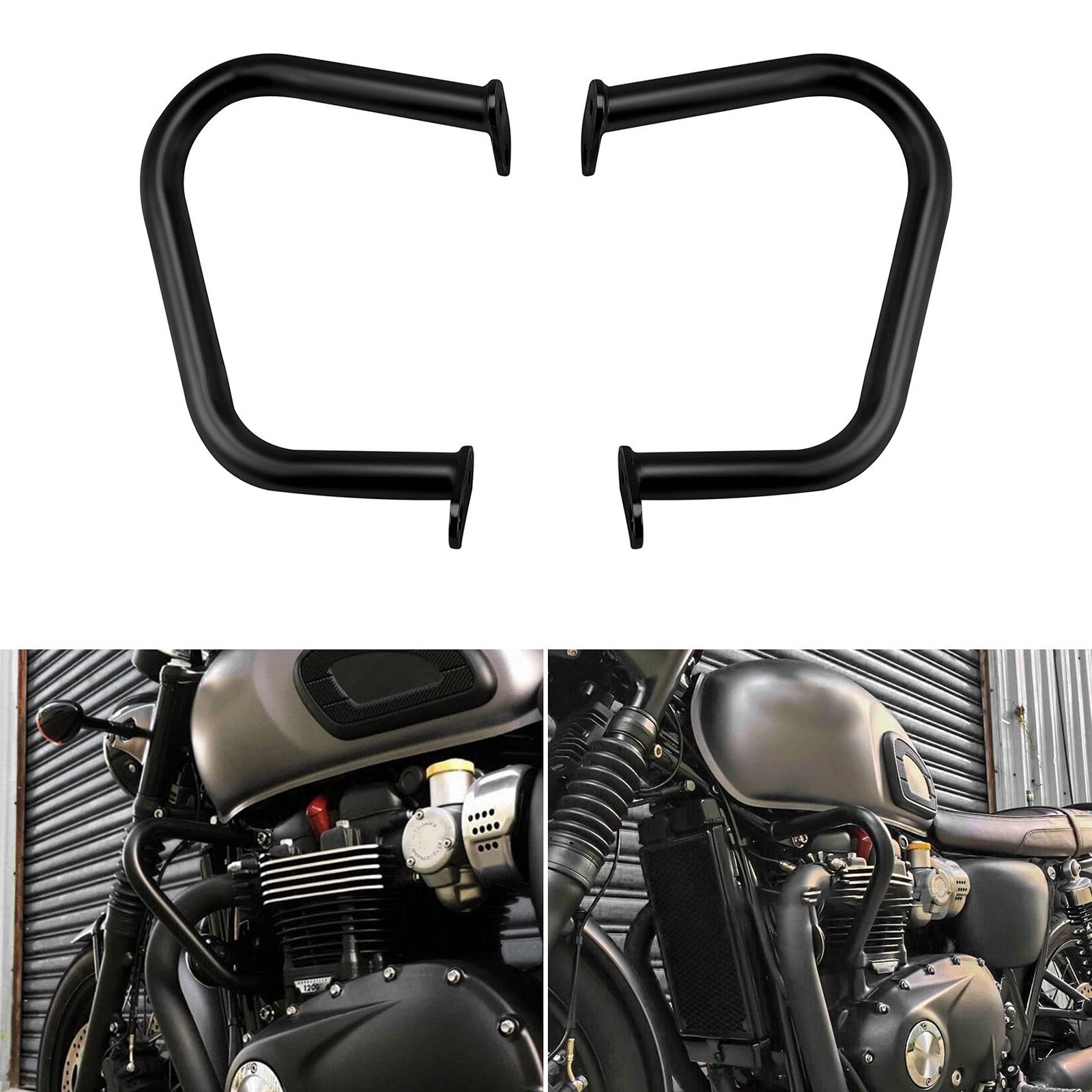 Motorcycle Engine Guard Crash Bar Black for Triumph Bonneville Bobber