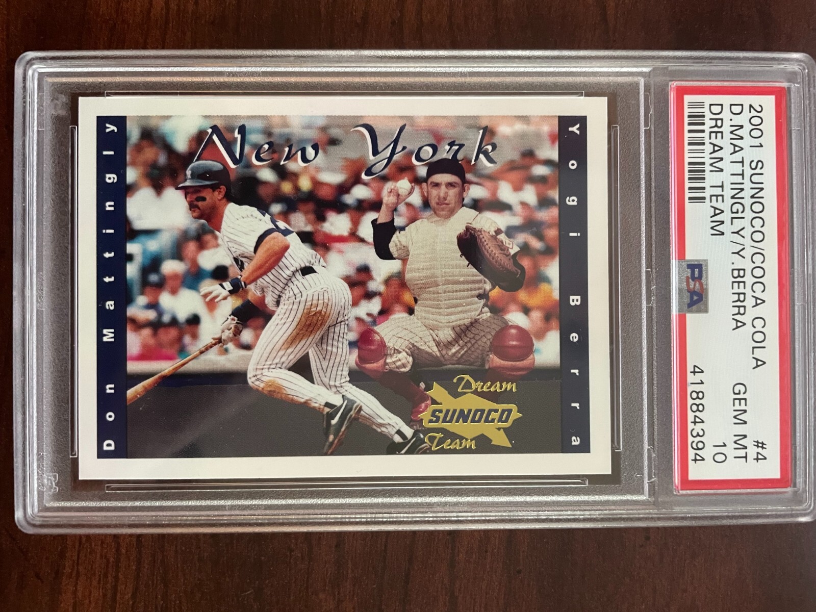 2001 Sunoco Coca Cola Dream Team #4 Don Mattingly Yogi Berra Graded PSA 10 Mint