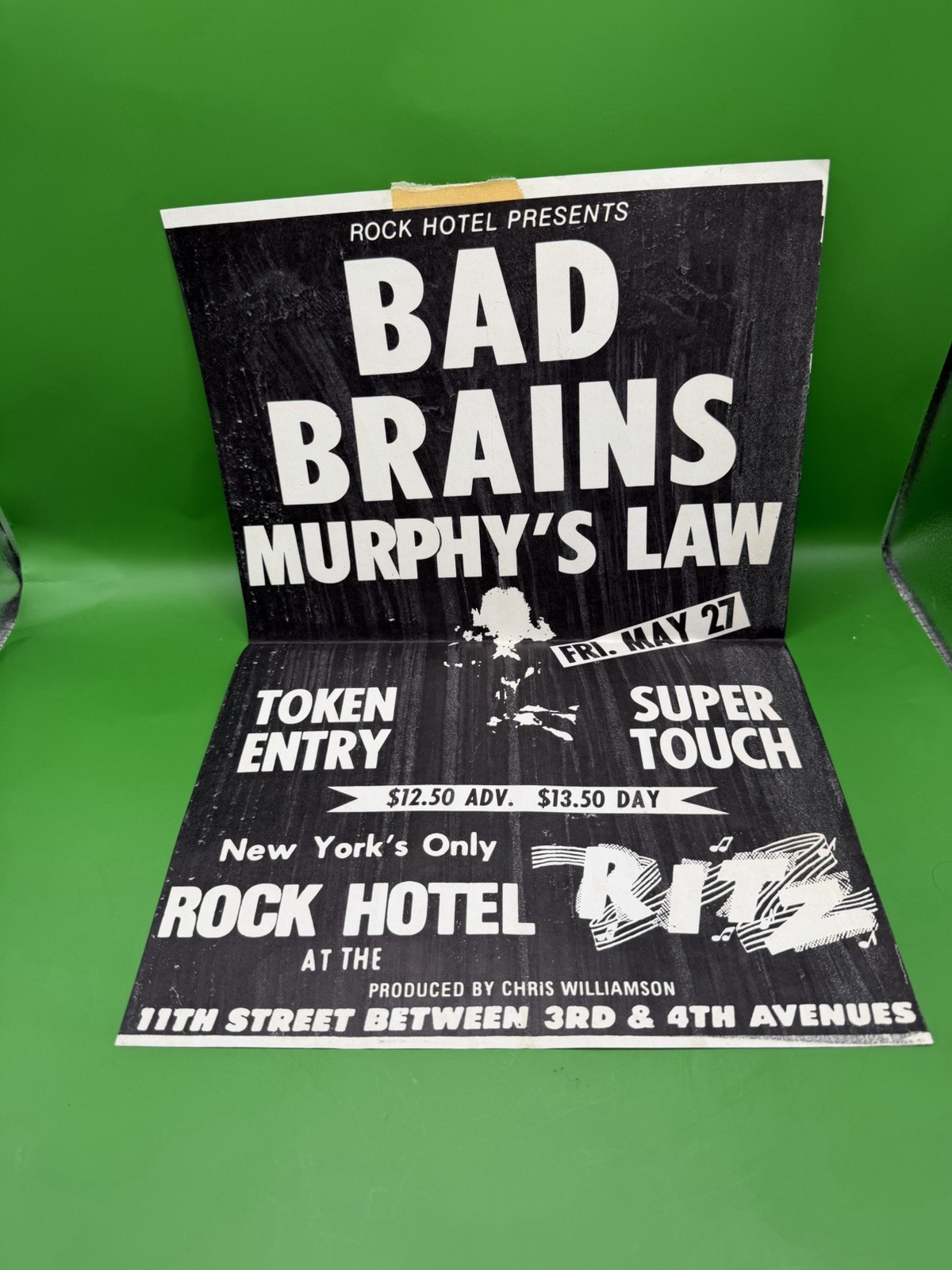 Vintage 1988 Bad Brains & Murphys Law Concert Poster NY Rock Hotel May 27th RARE