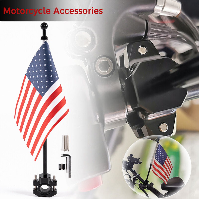 1*Motorcycle Bike American USA Flag pole Luggage Rack Mount For Yamaha Universal