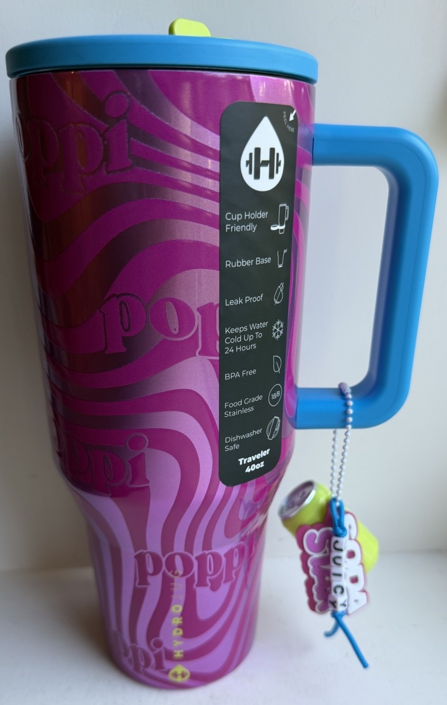 NEW HydroJug x Poppi 40 fl oz Stainless Steel Straw Tumbler Swirls $65 NEW HydroJug x Poppi 40 fl oz Stainless Steel Straw Tumbler Swirls $65