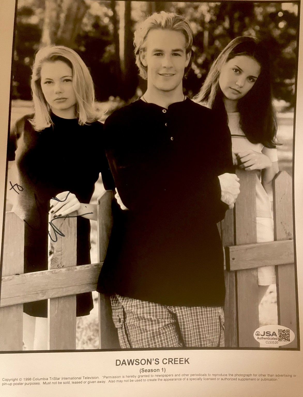 Michelle Williams “Dawson’s Creek” Signed Vintage B&W 8x10 JSA Certified Michelle Williams “Dawson’s Creek” Signed Vintage B&W 8x10 JSA Certified
