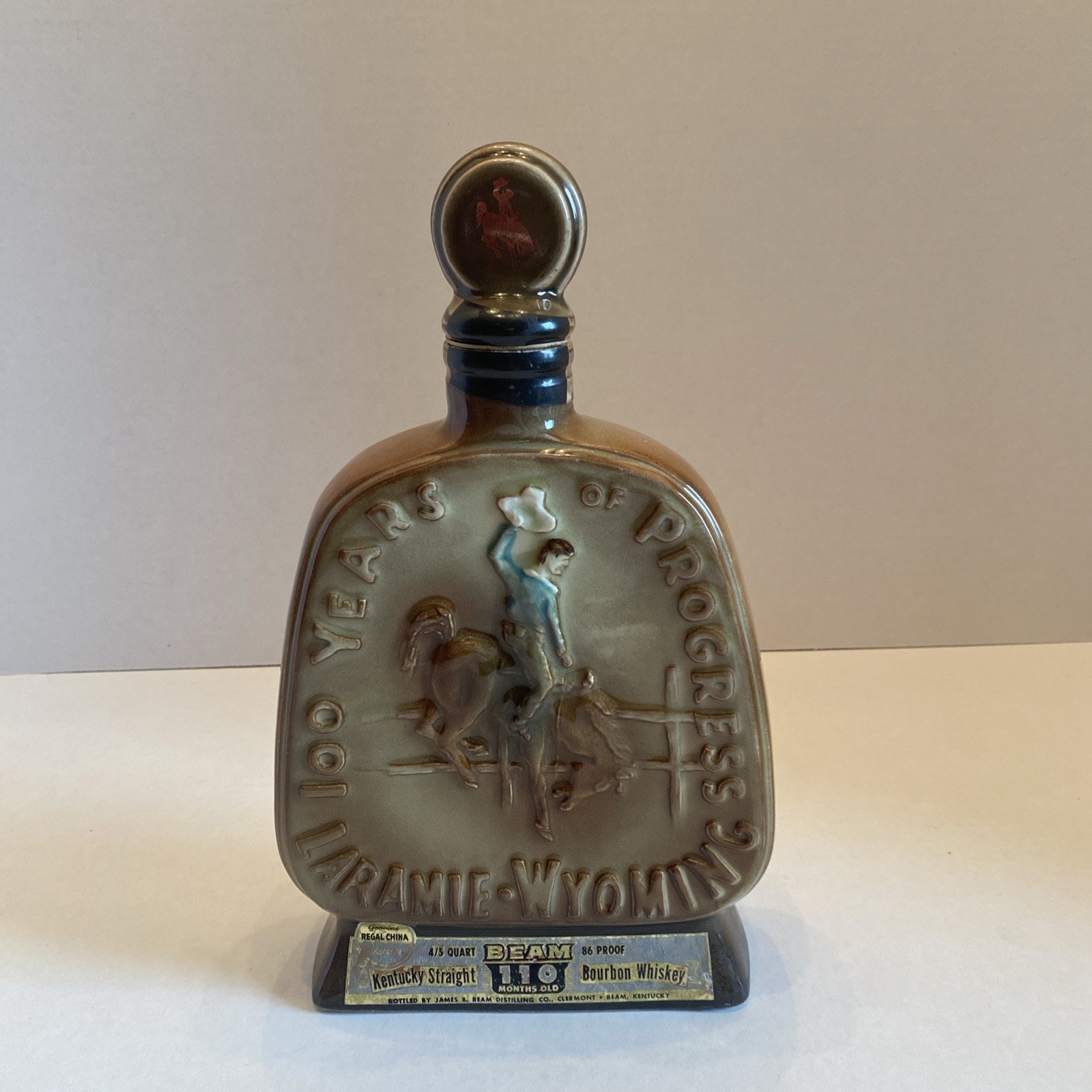 Vintage Jim Beam Centennial Jubilee Laramie Wyoming Whiskey Decanter 1968 EMPTY Vintage Jim Beam Centennial Jubilee Laramie Wyoming Whiskey Decanter 1968 EMPTY
