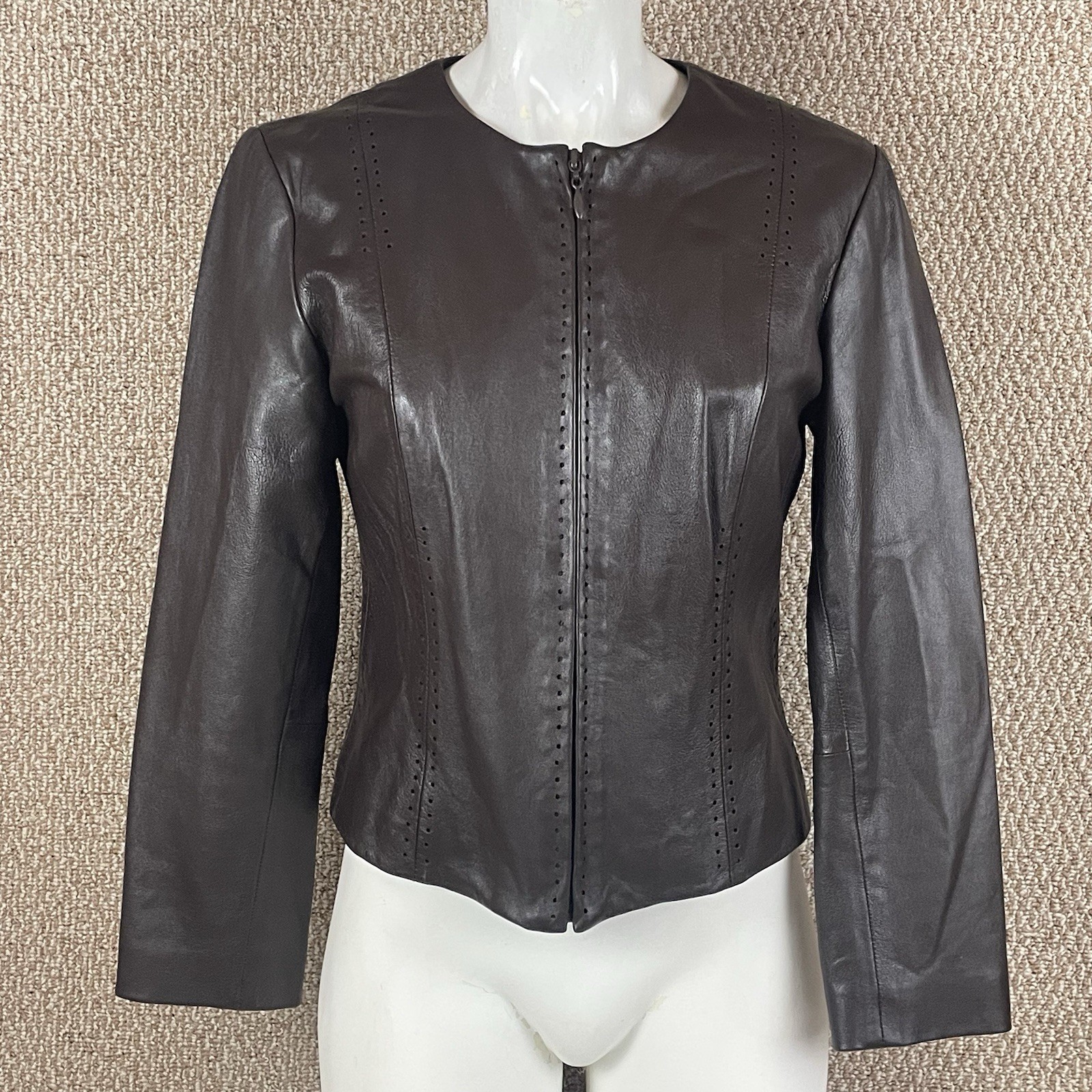 Vintage Y2K Cache Leather Jacket Gray Women’s 8 Semi Crop Soft Liquid Indie 90s Vintage Y2K Cache Leather Jacket Gray Women’s 8 Semi Crop Soft Liquid Indie 90s