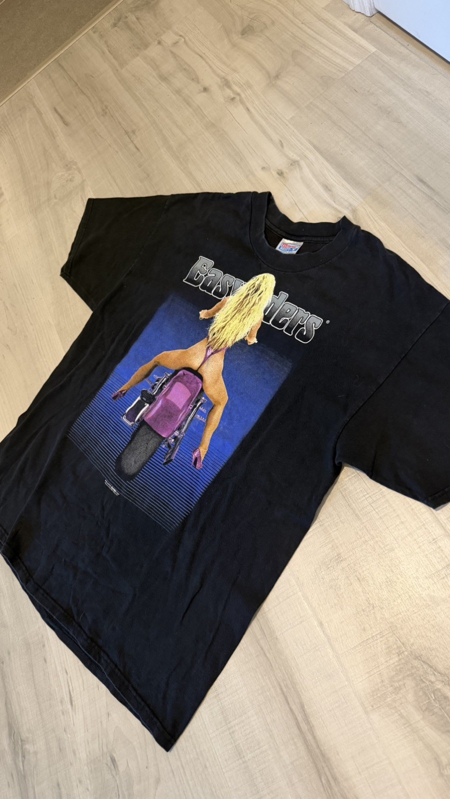 Rare Vintage 90s Easy Riders Motorcycle Harley Naked Nude Girl AOP Shirt XL