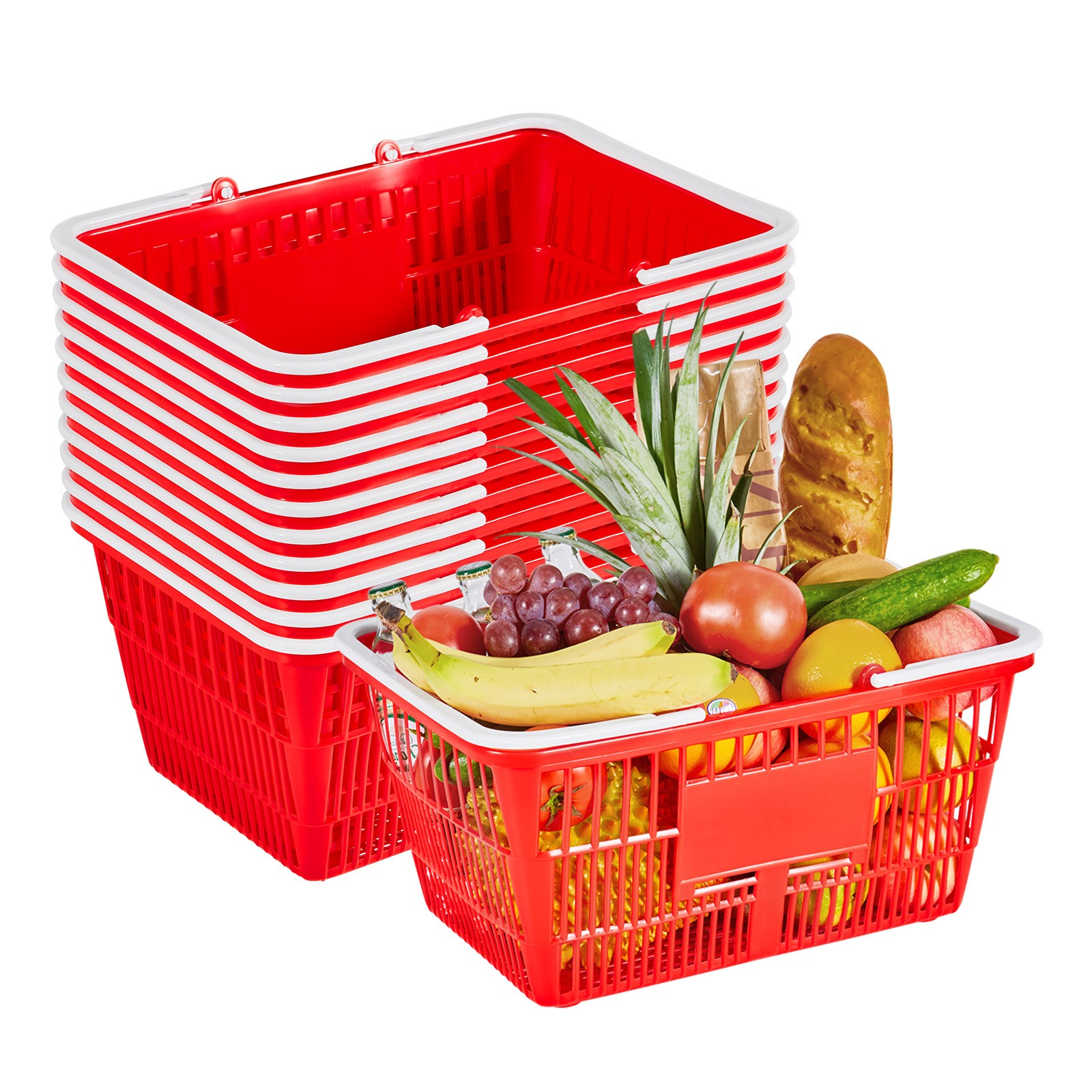 Uimoso Stackable Shopping Baskets with Handles - Set of 12 for Retail Use Uimoso Stackable Shopping Baskets with Handles - Set of 12 for Retail Use