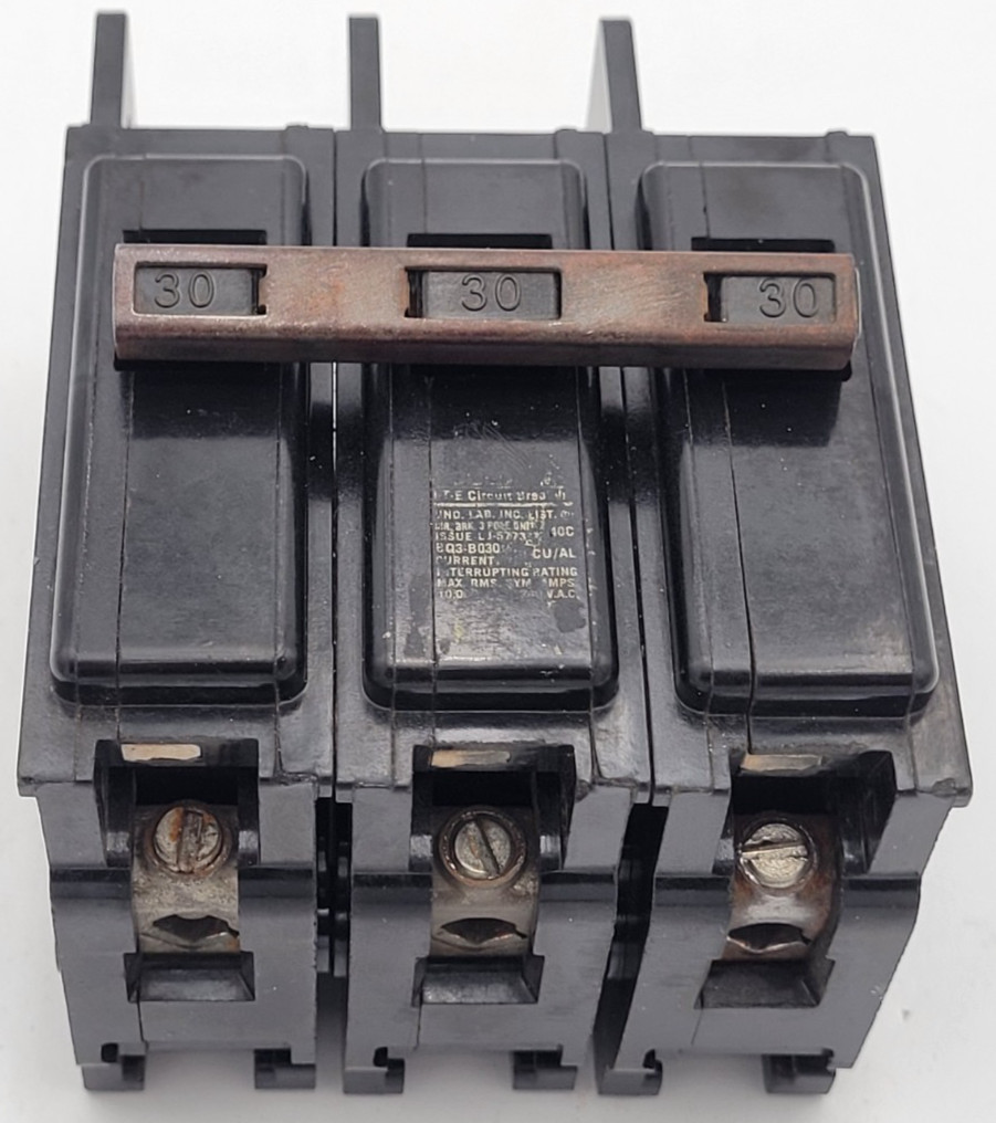 Gould I-T-E BQ3-B030 30 Amp 3-Pole 3-Phase 240 V Bolt-On Circuit Breaker USED Gould I-T-E BQ3-B030 30 Amp 3-Pole 3-Phase 240 V Bolt-On Circuit Breaker USED