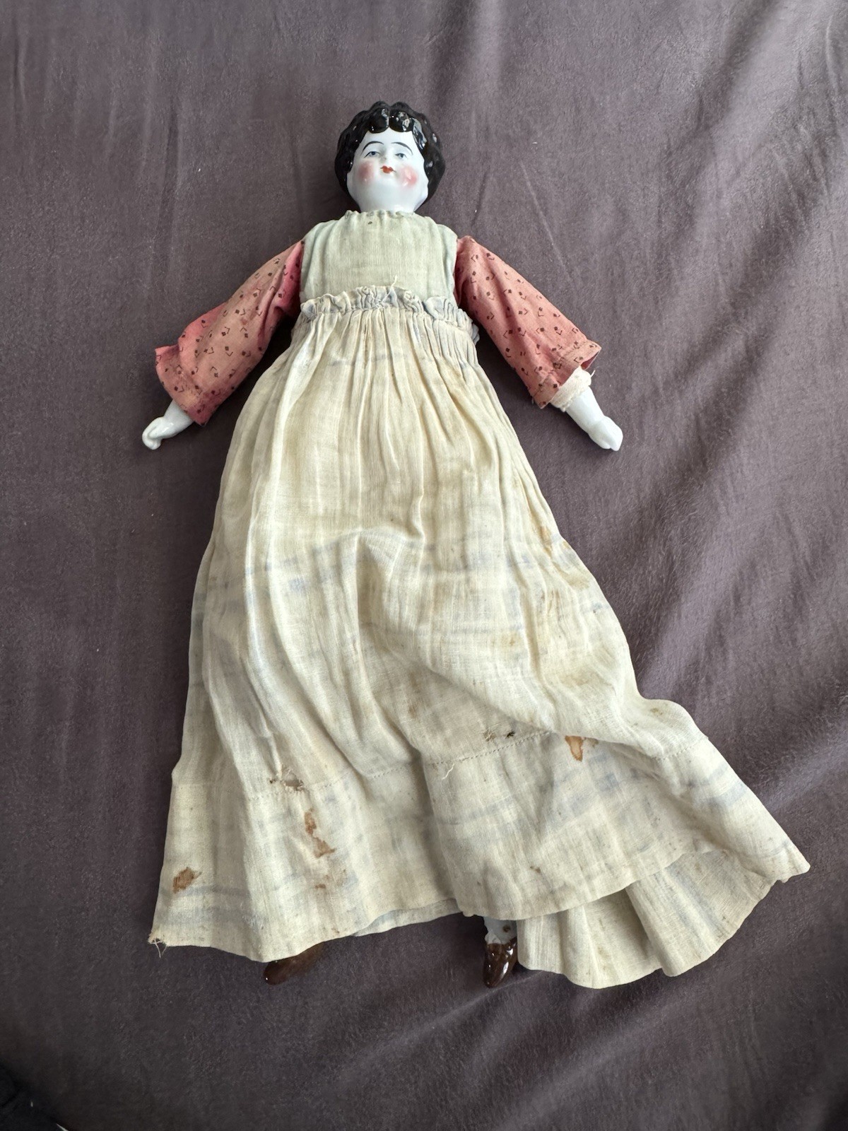 Vintage 1865-1885 German Porcelain Head Collectible Doll (Original Clothing) Vintage 1865-1885 German Porcelain Head Collectible Doll (Original Clothing)