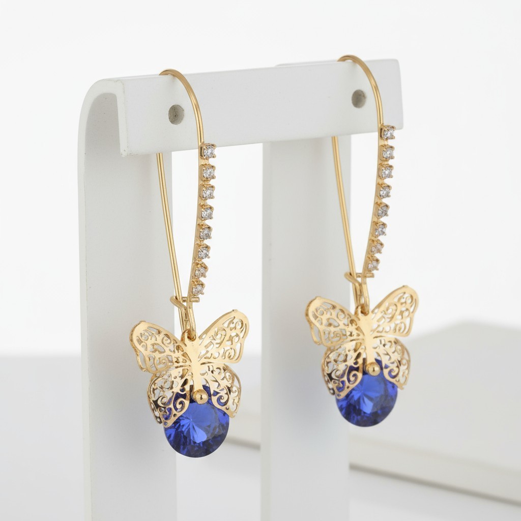 US Seller Betsey Johnson CZ Butterfly Dangle Earrings
