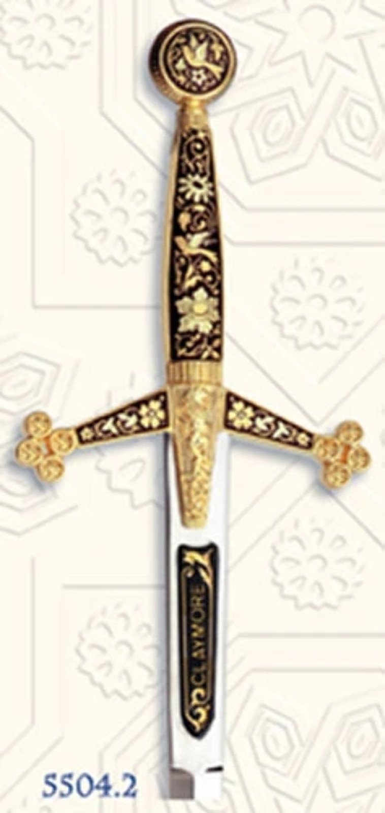Miniature Damascene Claymore Sword Letter Opener by Marto of Toledo Spain 5504-2