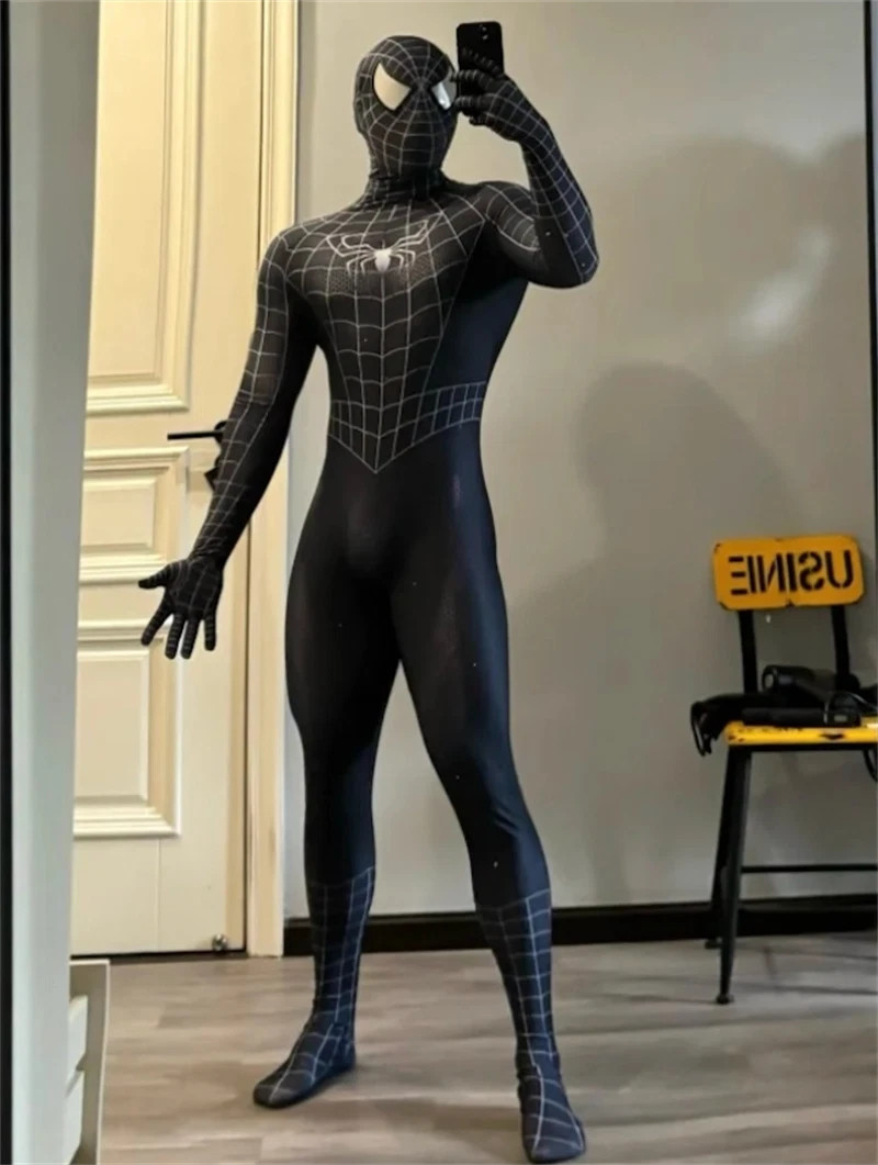 Black Spiderman Jumpsuit Venom Spider-man Cosplay Costume Bodysuits Adult/Kids