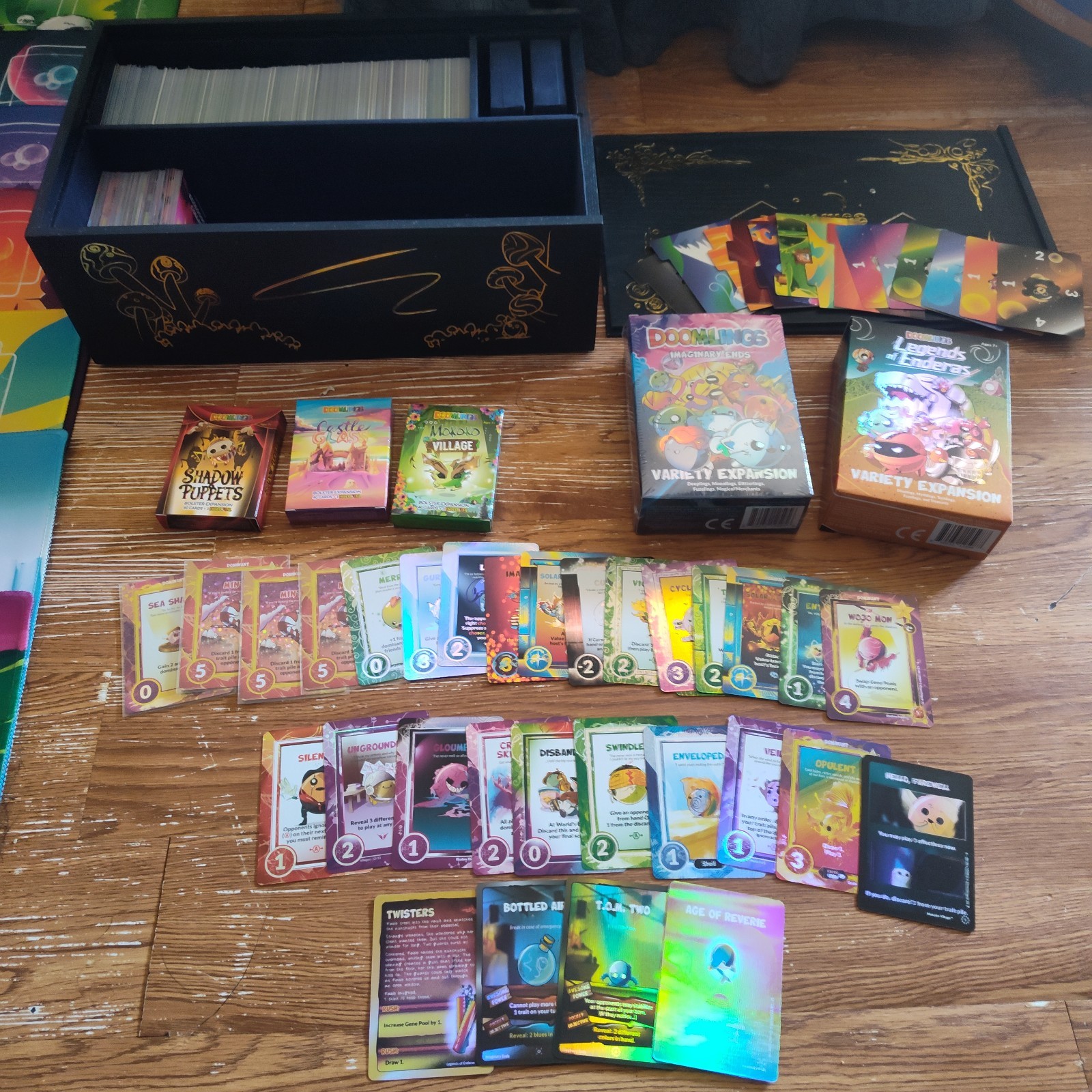 Every Doomlings Card And Set With Deluxe Wood Box And Playmats *Only -8 Overlush
