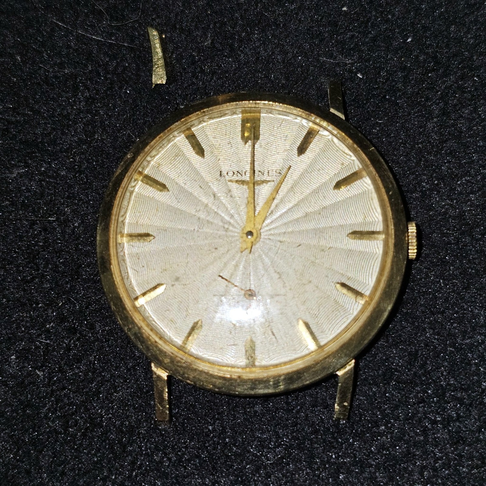 LONGINES 10K GOLD FILLED 32MM 1950\'S 23Z MANUAL WINDING GUILLOCHE SUNRAY DIAL