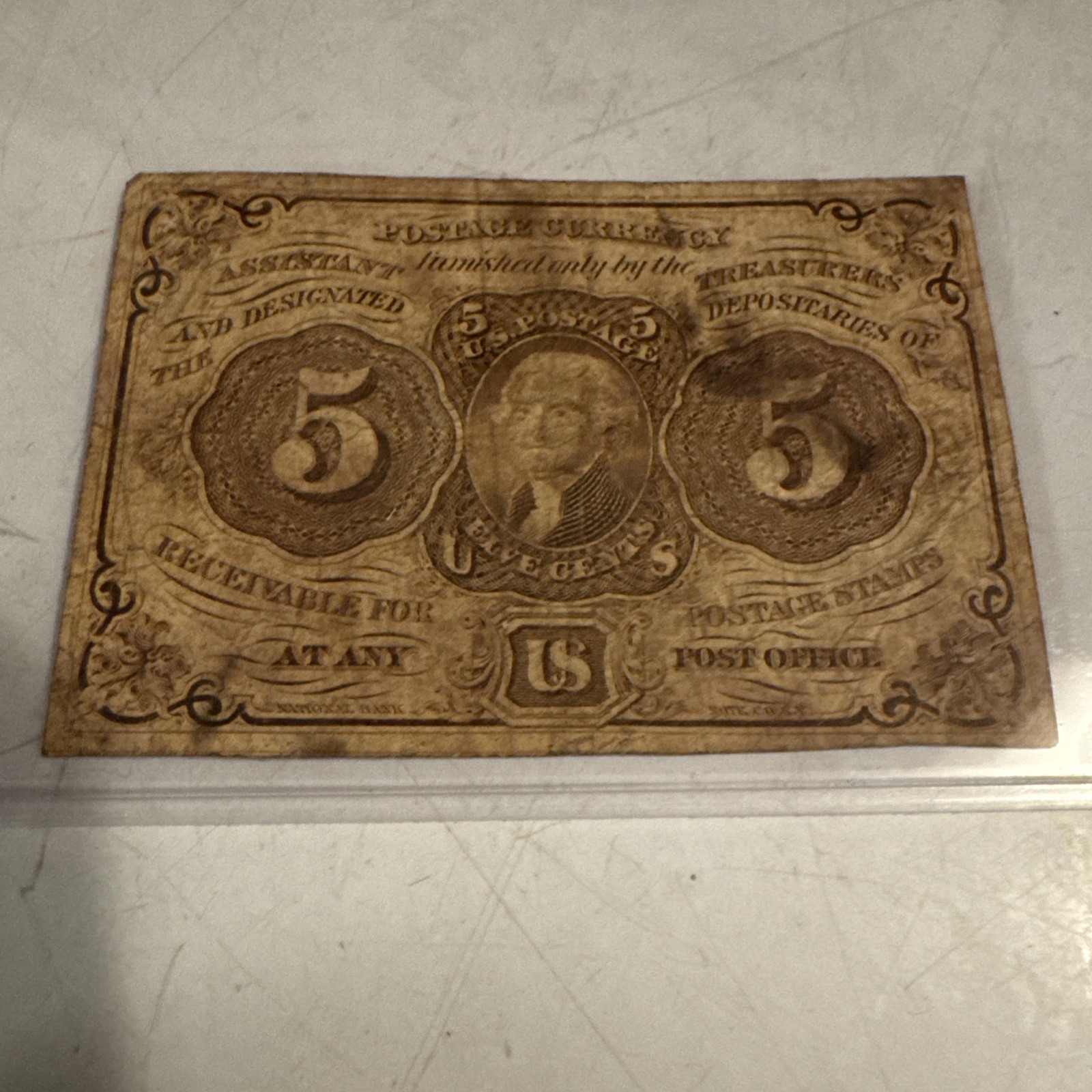 US Fractional Currency 5 Cent Note July 17, 1862 Act Approved Civil War Era US Fractional Currency 5 Cent Note July 17, 1862 Act Approved Civil War Era