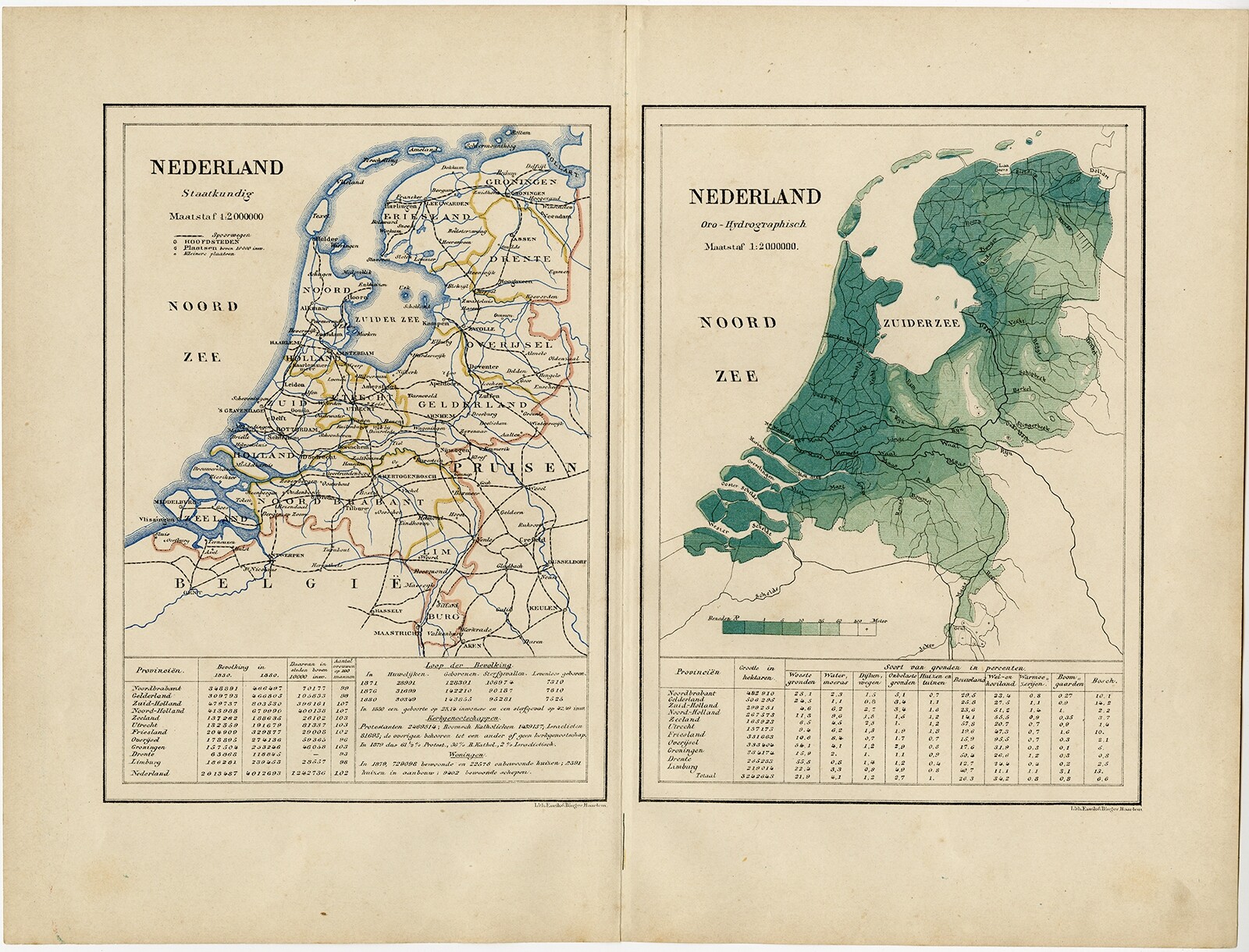 Antique Map of the Netherlands by Kuyper (1883)
