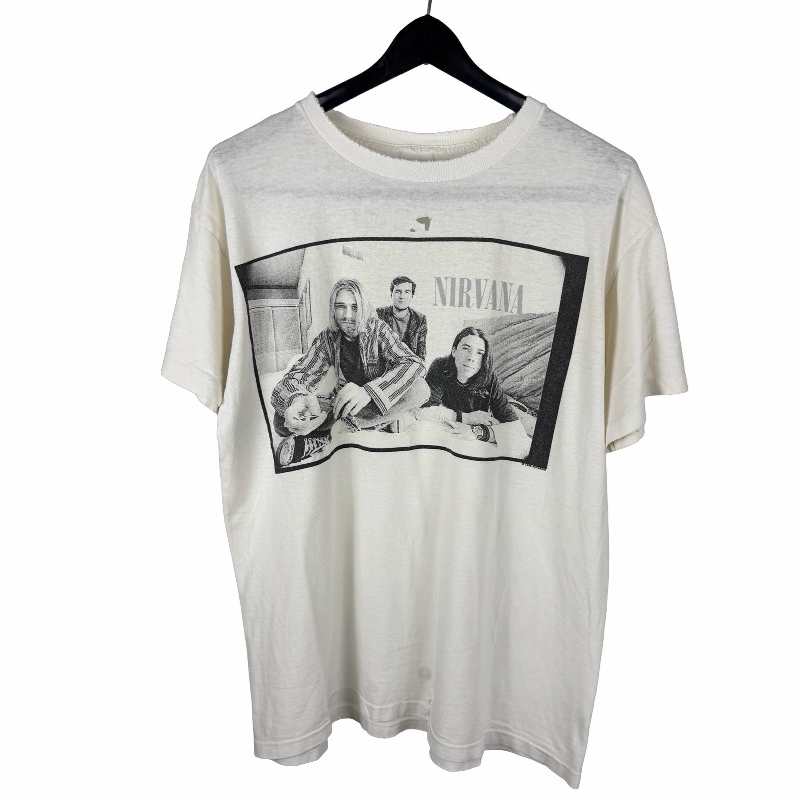 Vintage 1996 Nirvana Kurt Cobain Distressed Band Punk Graphic Shirt Size L