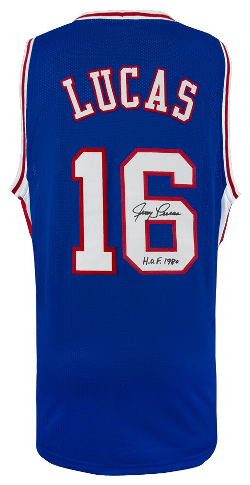 Jerry Lucas Signed Blue Throwback Custom Basketball Jersey w/HOF 1980 - (SS COA)