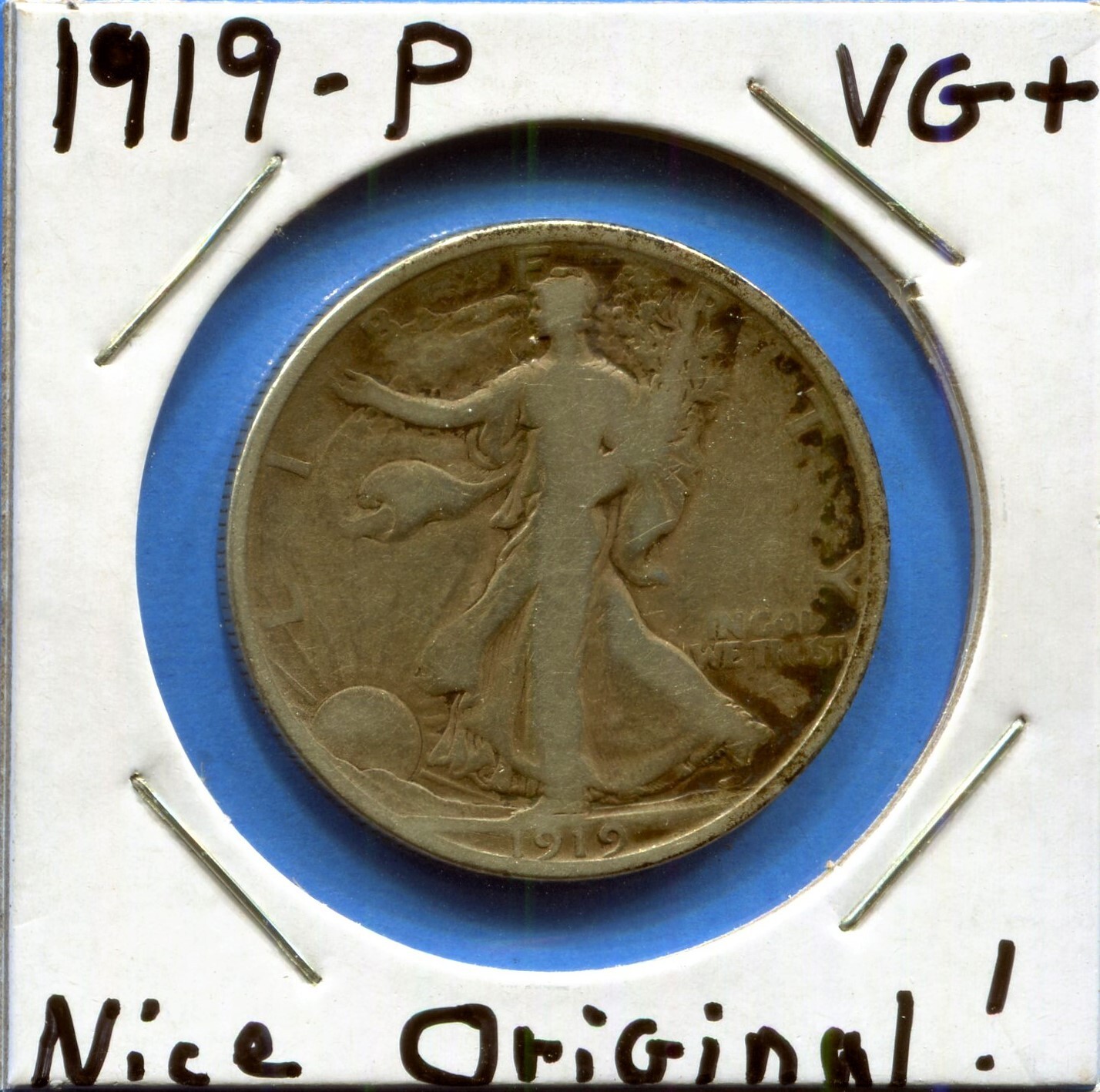 W@W 1919-p Walking Liberty half   ( Low Mintage  ) VG+ 