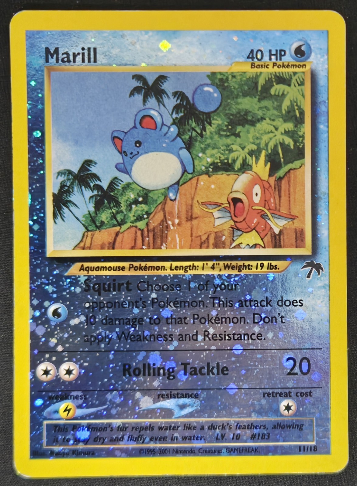 SWIRL Marill 11/18 Southern Islands Cosmos Reverse Holo WoTC Pokémon TCG 2001 LP