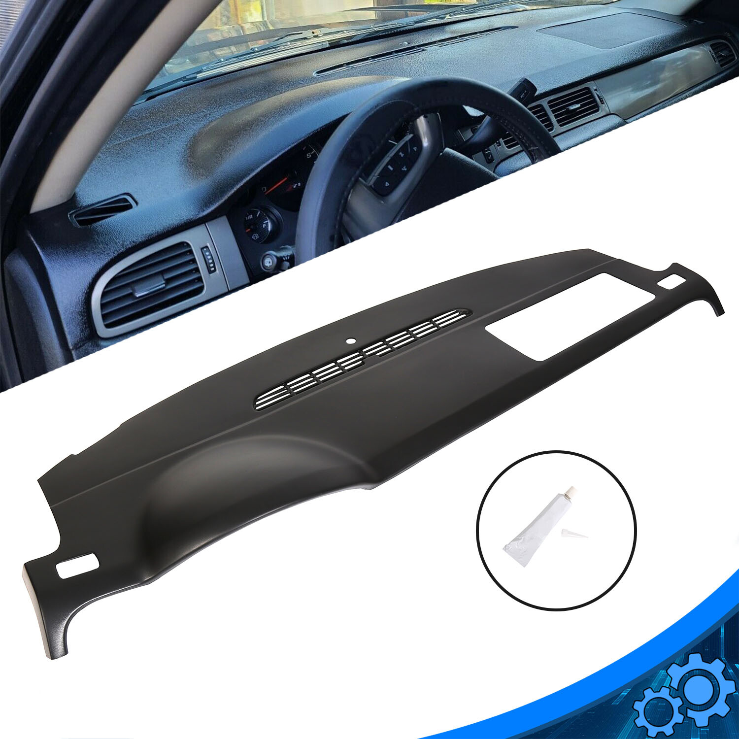 FOR 07-14 TAHOE SUBURBAN GMC YUKON DASH BOARD CAP DASHBOARD COVER OVERLAY BLACK