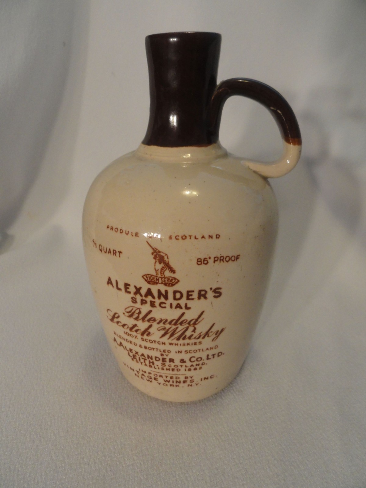 RARE Alexander's Alexander Special Blended Scotch Whiskey Stoneware Jug HTF