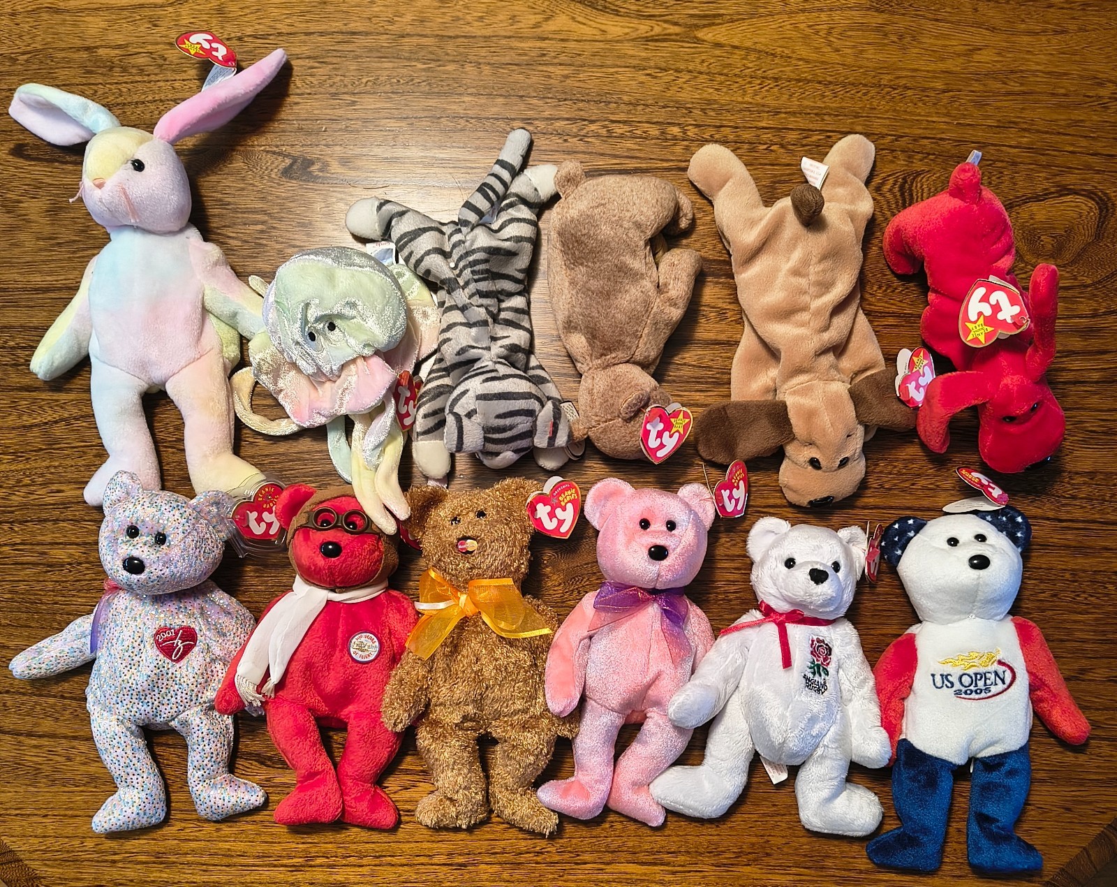 Ty Beanie Babies Lot of 12 Bears Animals Smash Scrum Clubby 2001 w Tags