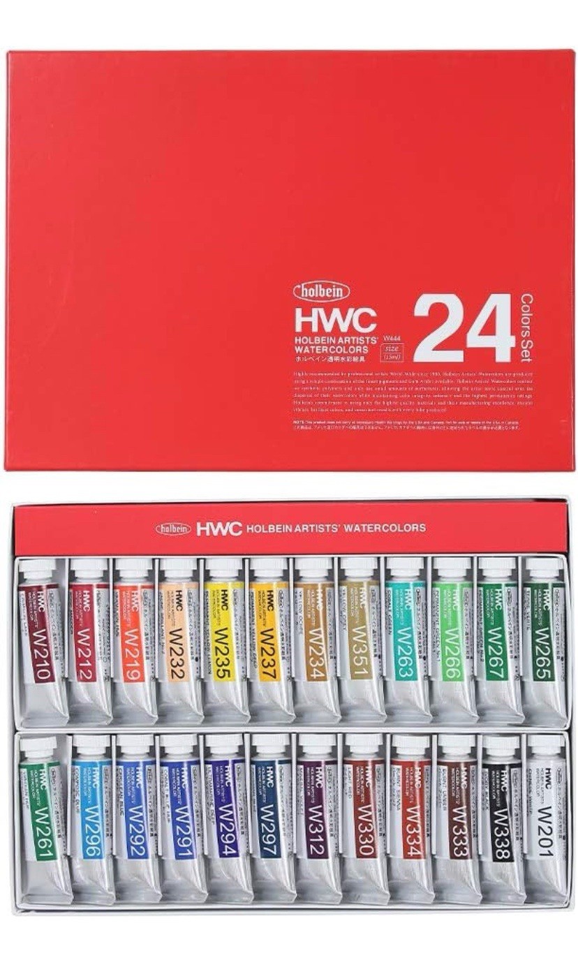 Holbein HWC Artist\'S Watercolors Size 15ML Tubes Non Toxic W444 - Set of 24