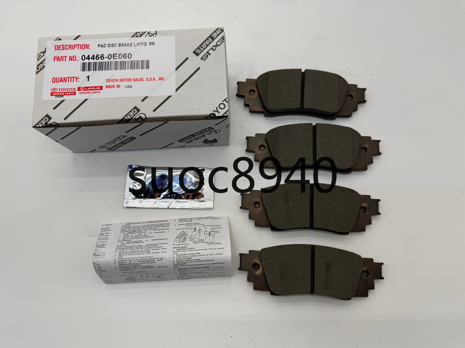 LEXUS OEM FACTORY REAR BRAKE PAD SET 2016-2019 RX350 RX450H 04466-0E060