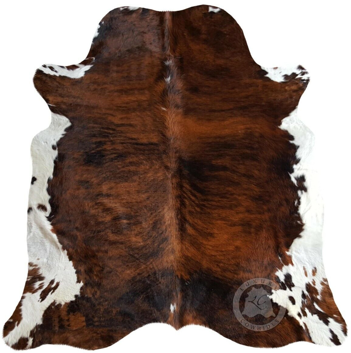 Real Cowhide Rug  Brindle Tricolor - Size 6x6’