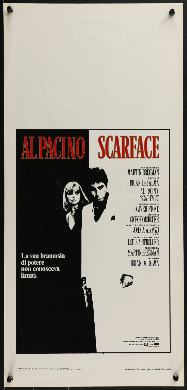 Scarface Original Movie Poster [1983] [Italian Version] [Al Pacino]