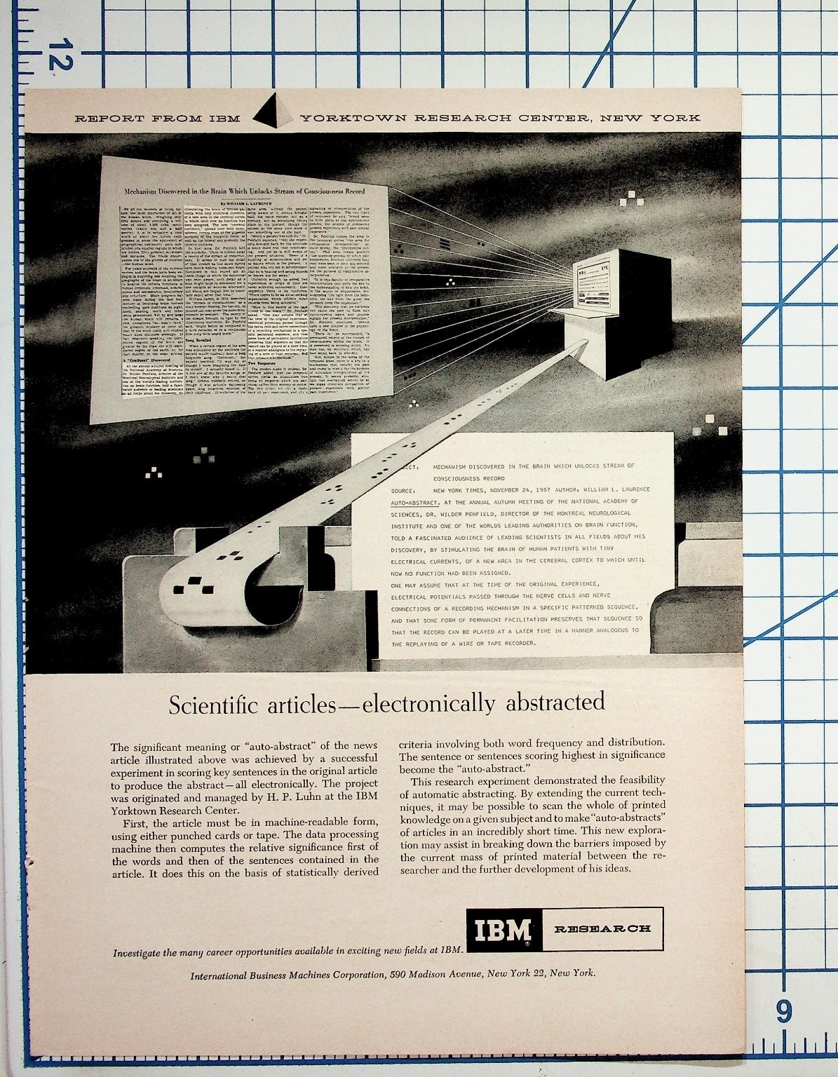 1957 IBM Research Report Auto-Abstracting Brain Consciousness Record Ephemera